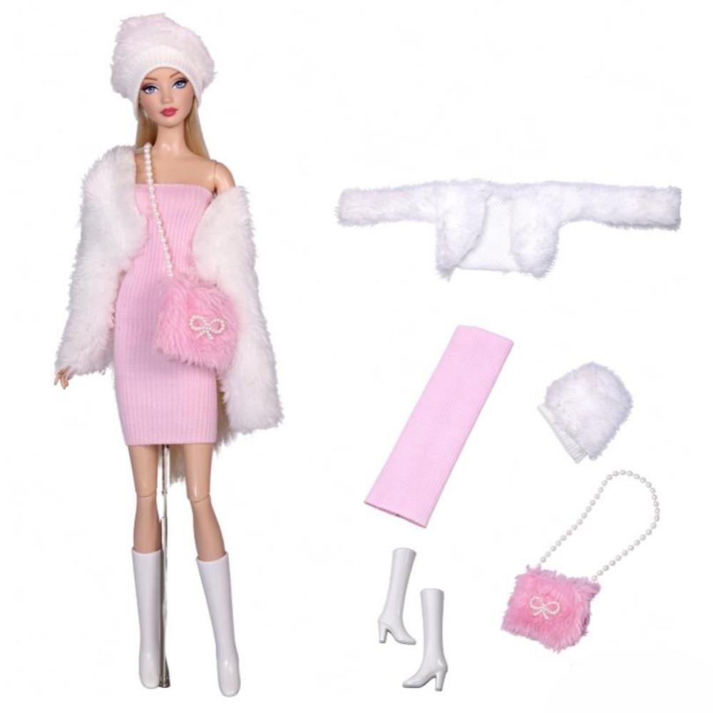 1SET Fashion Short Skirt Outer Garment Pants Cute Fur Coat Windbreaker Dresses  For 30CM Doll