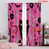 2pcs,2D Plane Printing Popular Curtains Spooky Vibes Polyester (without Rod) Outdoor Decorations Ldeal for Bedroom Living Room