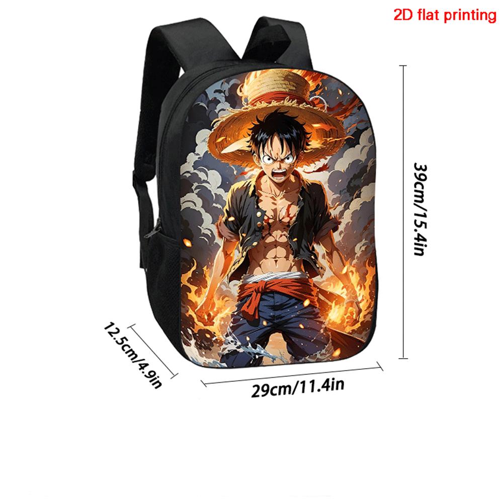 One Piece 3-In-1 Cartoon Lightweight Adjustable School Backpack with Lunch Bag& Pencil Case for Children Age 6-10 Primary School
