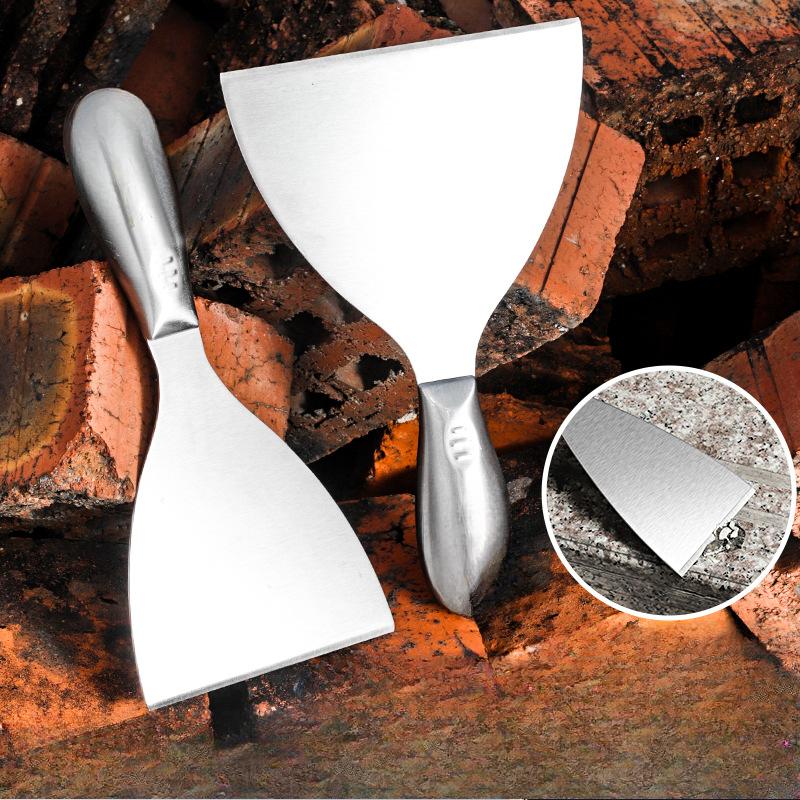 1 buc Spatulă de curățare din oțel inoxidabil îngroșat cu mâner de lemn, Artefact multifuncțional pentru răzuirea chitului, Spatulă integrată care nu zgârie