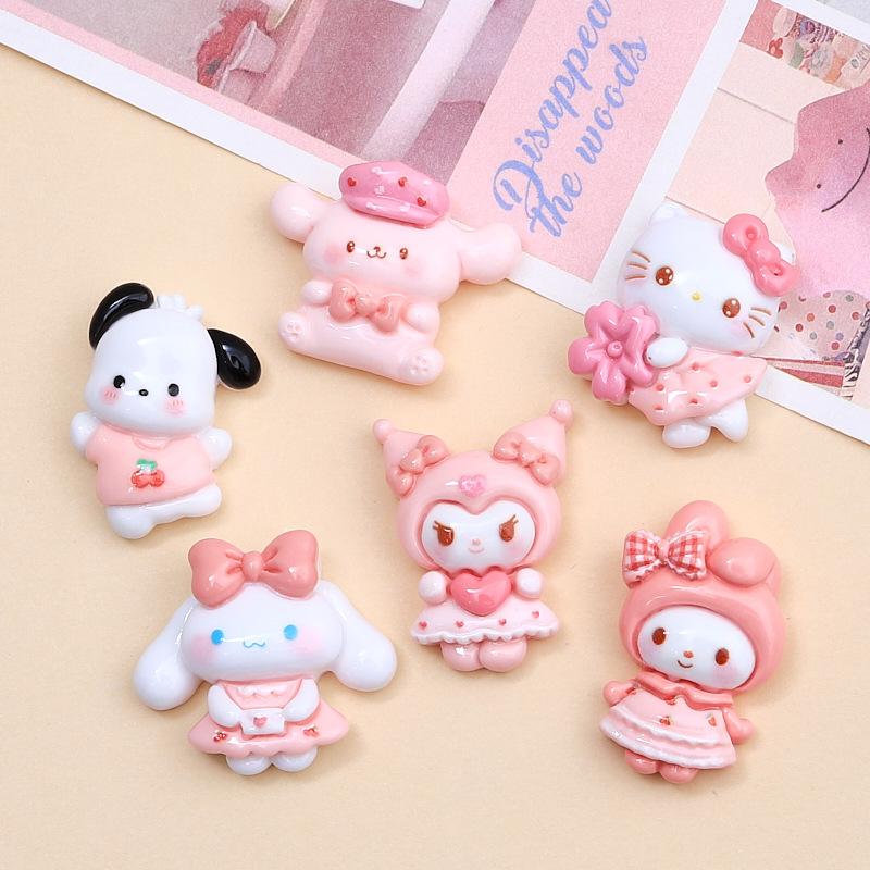 10Pcs Cartoon Bright Surface Animal Hug Flower Cat Resin Flat Back Scrapbook Diy Jewelry Hair Clips Ornament Accessories A4