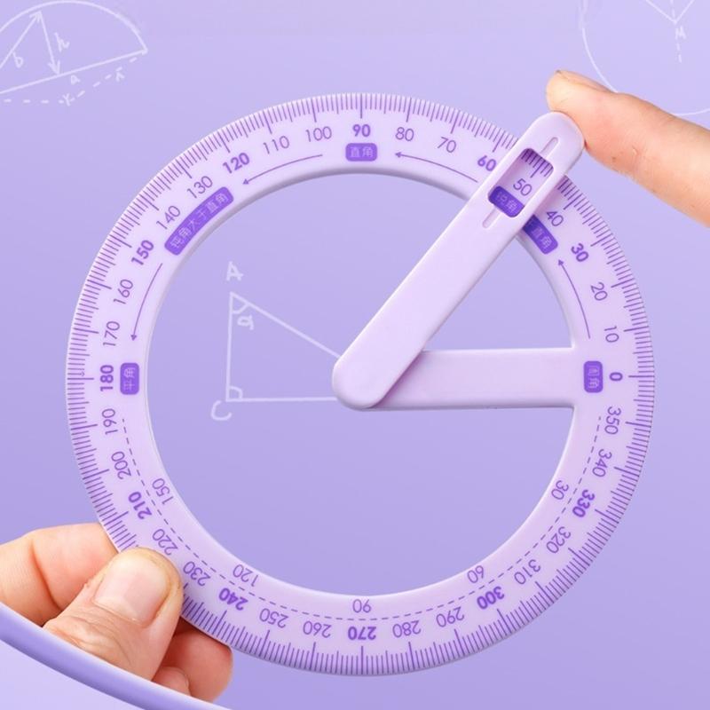 Adjustable Angle Measuring Tool Plastic Texture Suitable for Precise Math Drawing Classroom Safe Educational Supply