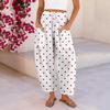 Damen Plus Size Freizeithose, Hoher Bund Lockerer Schnitt mit Taschen, Gepunkteter Druck