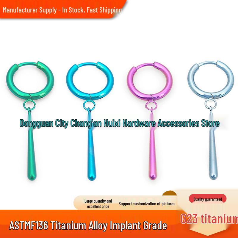 Titanium Alloy Water Drop Pendant Earrings with Anodized Color Change – G23 Titanium Hoop Body Piercing Jewelry.