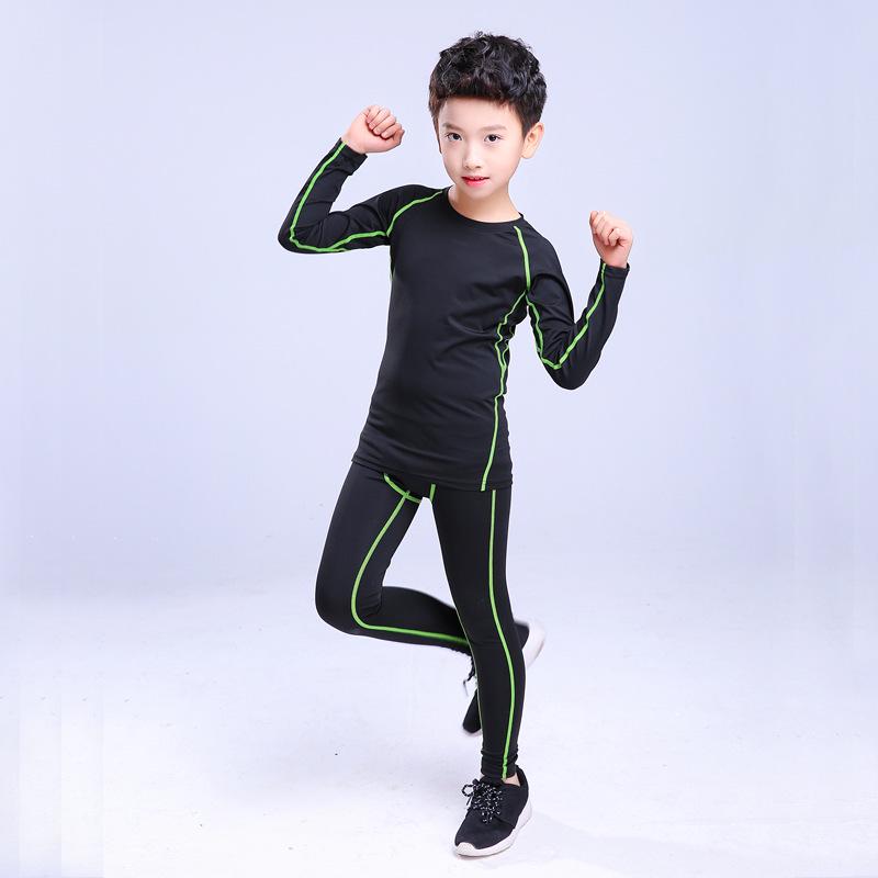 Kids' Summer Sports Compression Set: Quick-Dry Basketball & Football Training Suit, Breathable Fitness Wear for Morning Runs.