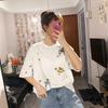 2025 Summer Korean Style Women's Loose Pure Cotton Embroidered Sequin T-Shirt Short Sleeve Student Top