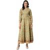 W Green Floral Printed Glitter Anarkali Kurta for Women