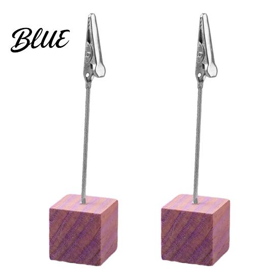 Organizzatore da scrivania per ufficio 2 pezzi Base cubica in legno Portamemo con clip Mini