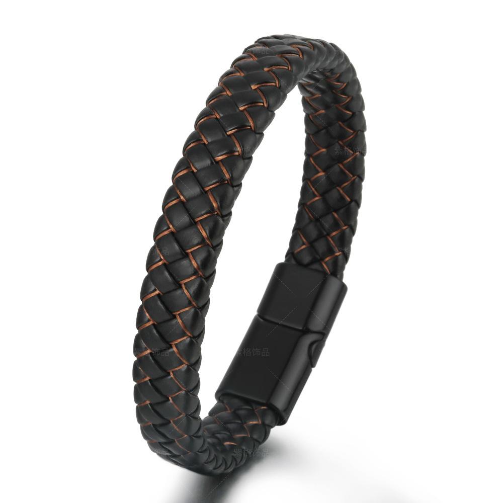 

Ювелирные изделия из титанового сплава, магнитный браслет, винтажный многослойный браслет из воловьей кожи, мужской браслет ручной работы коричневый