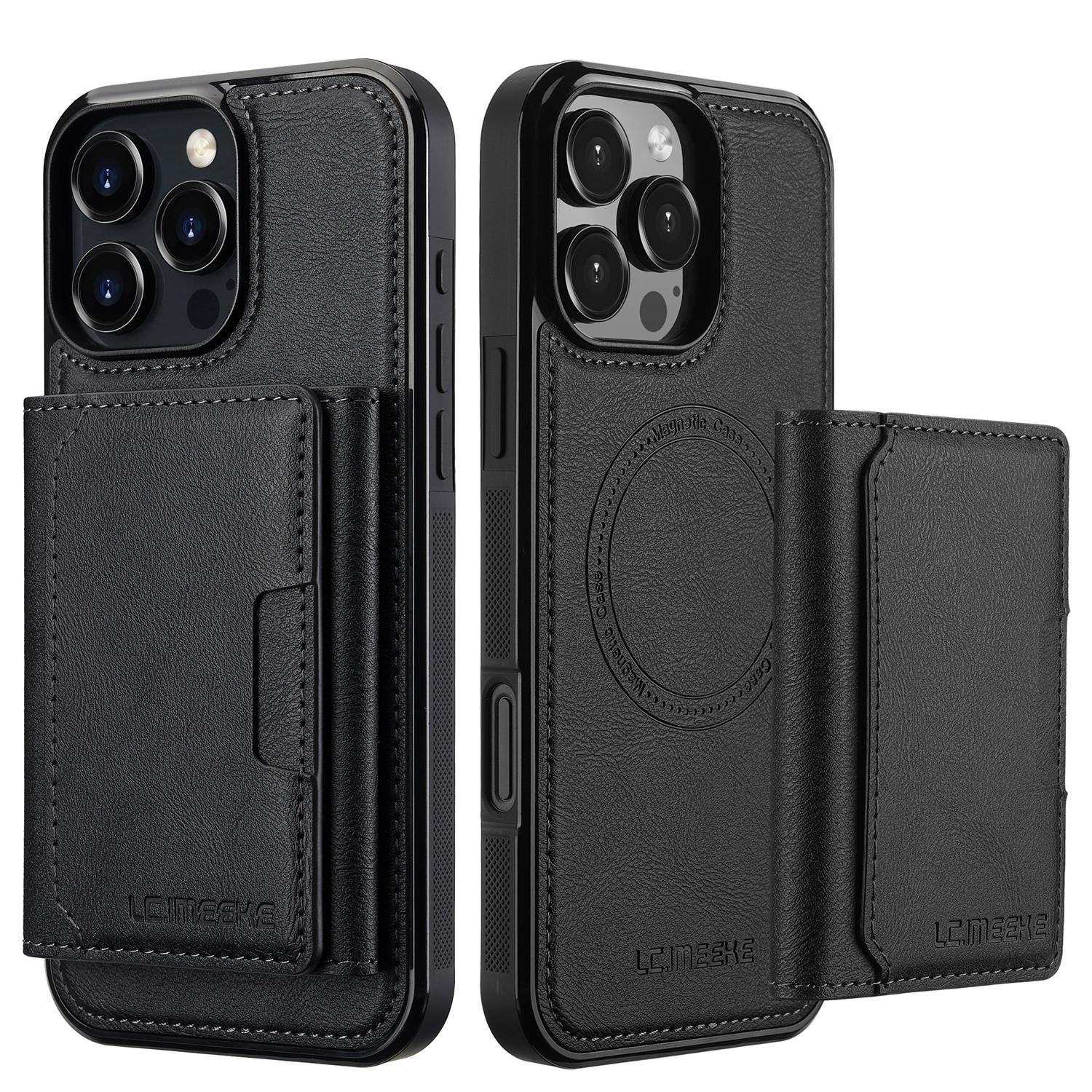 

Detachable Leather Case for iPhone 16 Pro Max 15 Plus 14 13 12 Mini 11 X XS Max XR 7 8 SE 3 4 Magnetic Card Holder Wallet Cover for iPhone7 8 чёрный