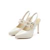 8 one-word bag head rear empty high-heeled sandals women and women's summer new pointed thin-heeled waterproof table high-heeled shoes