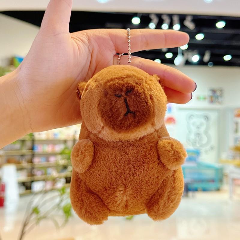 Capybara Plush Toy with Tail Wag & Sound - Cute Pull-out Pendant Doll