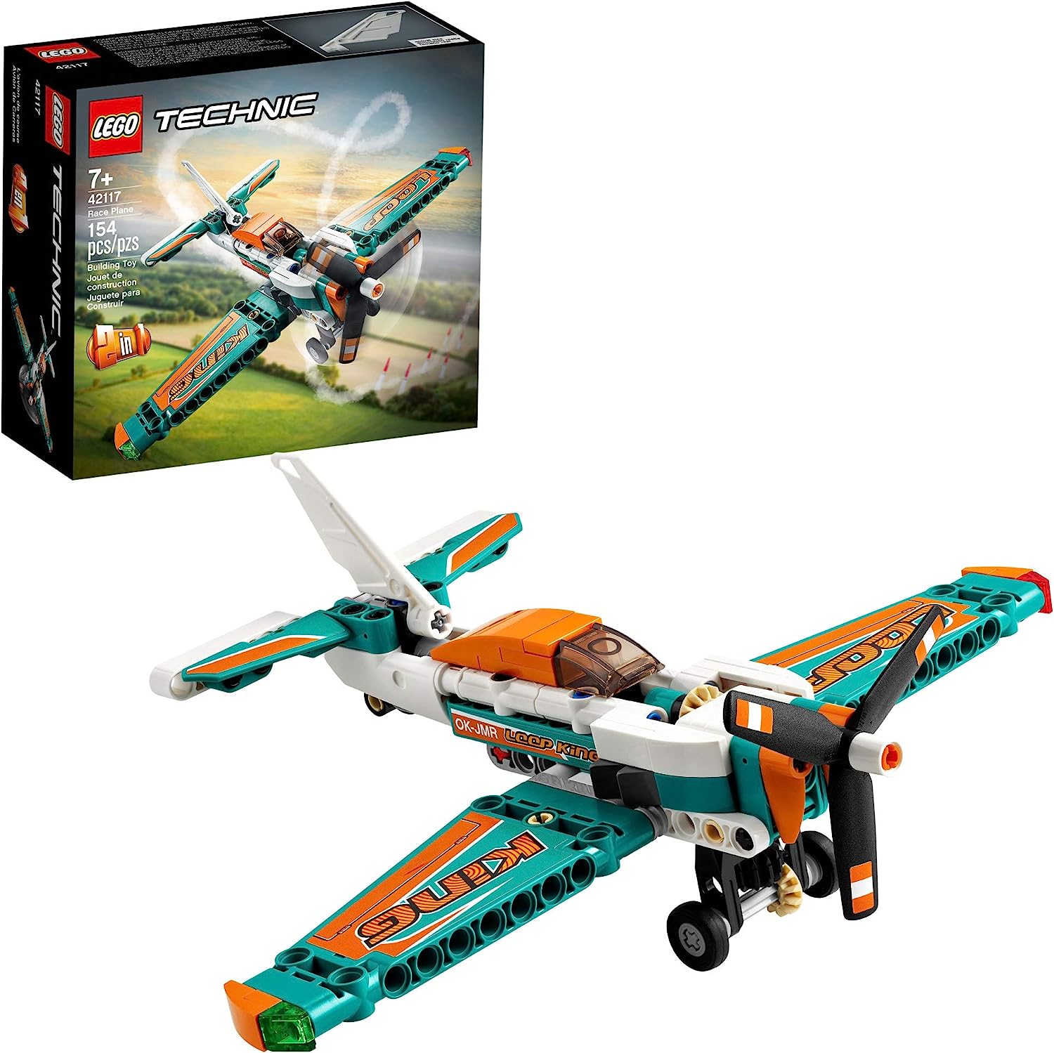 

LEGO Technic Race Plane 42117 Игрушечный реактивный самолет 2 в 1 Набор для сборки трюковой модели для детей, мальчиков и девочек от 7 лет, идея подарка