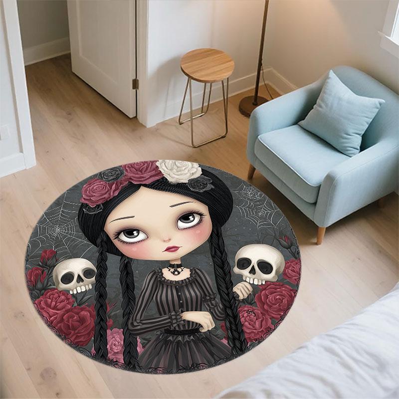 Cartoon Girls pattern round rug,Carpet Rug for Living Room Bedroom Playroom ,Non-slip Floor Mat,Holiday Gifts and Birthday Gifts.