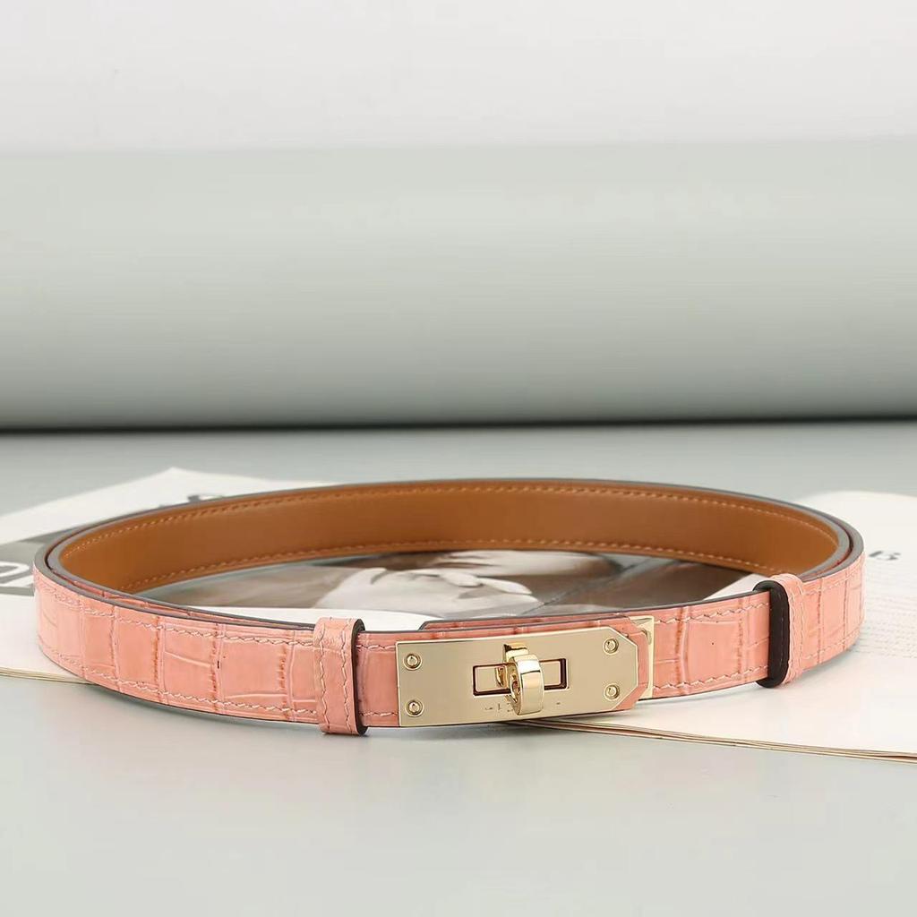 Women's Adjustable Genuine Leather Alligator Pattern Belt