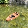 Retro Solid Wood Boat Model: Floating Fish Tank Ornament & Home Decor Toy