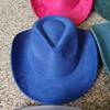 New Blue Suede Hat 7.5Cm Western Cowboy Women'S Fedora Hat Men'S Church Jazz Hat Fashion Travel Party Hat Denim Hat