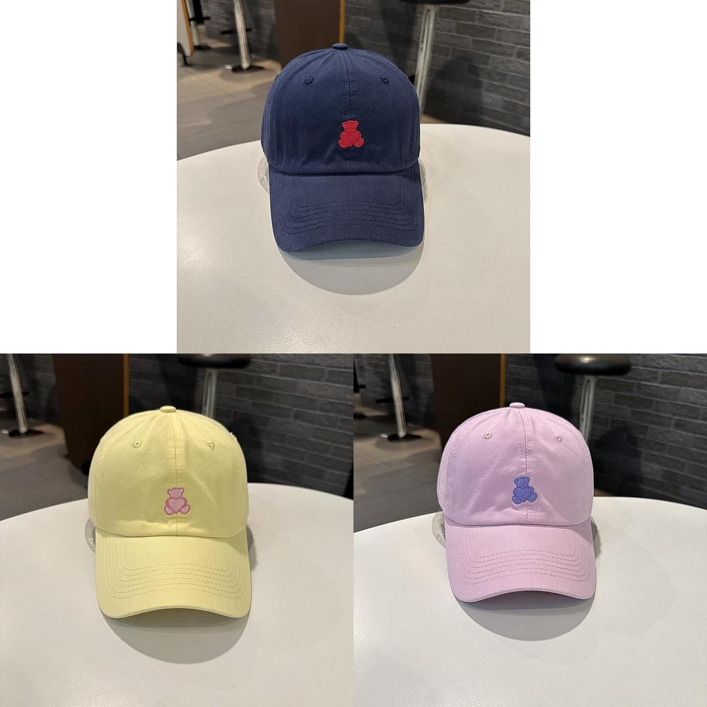 Streetwear Baseball Cap With Heart Bear Embroidery For Summer Sun Protection