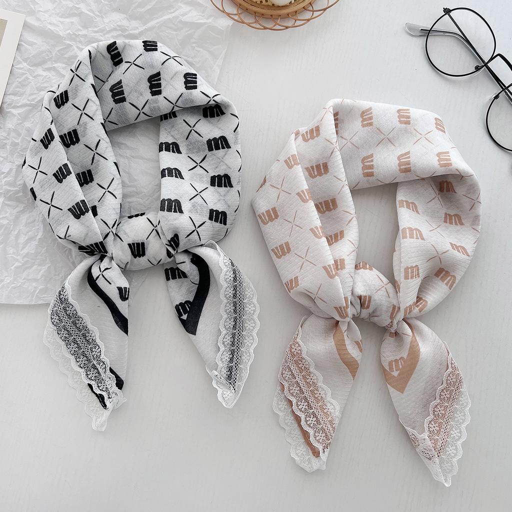 Versatile Decorative Lace Small Square Scarf Silk Scarf Female Simple Temperament Small Scarf