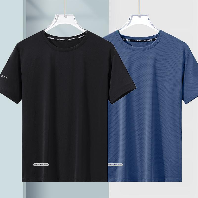 Men's Quick-Dry Ice Silk T-shirt: Breathable, Lightweight, Round Neck, Short Sleeve, Plus Size, Sporty Summer Wear