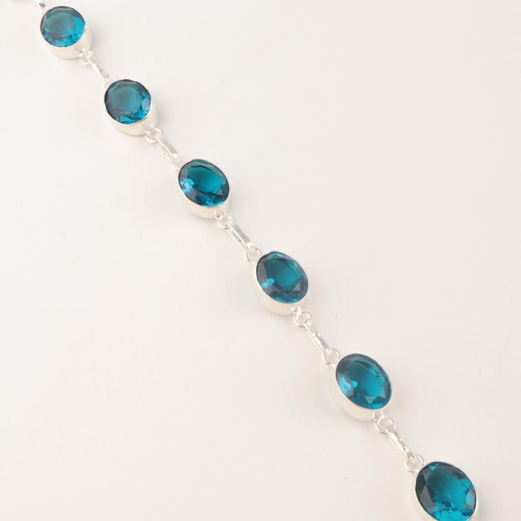 Apatite Gemstone 925 Sterling Silver Jewelry Handcrafted Bracelet 9" For Women RB-5-4