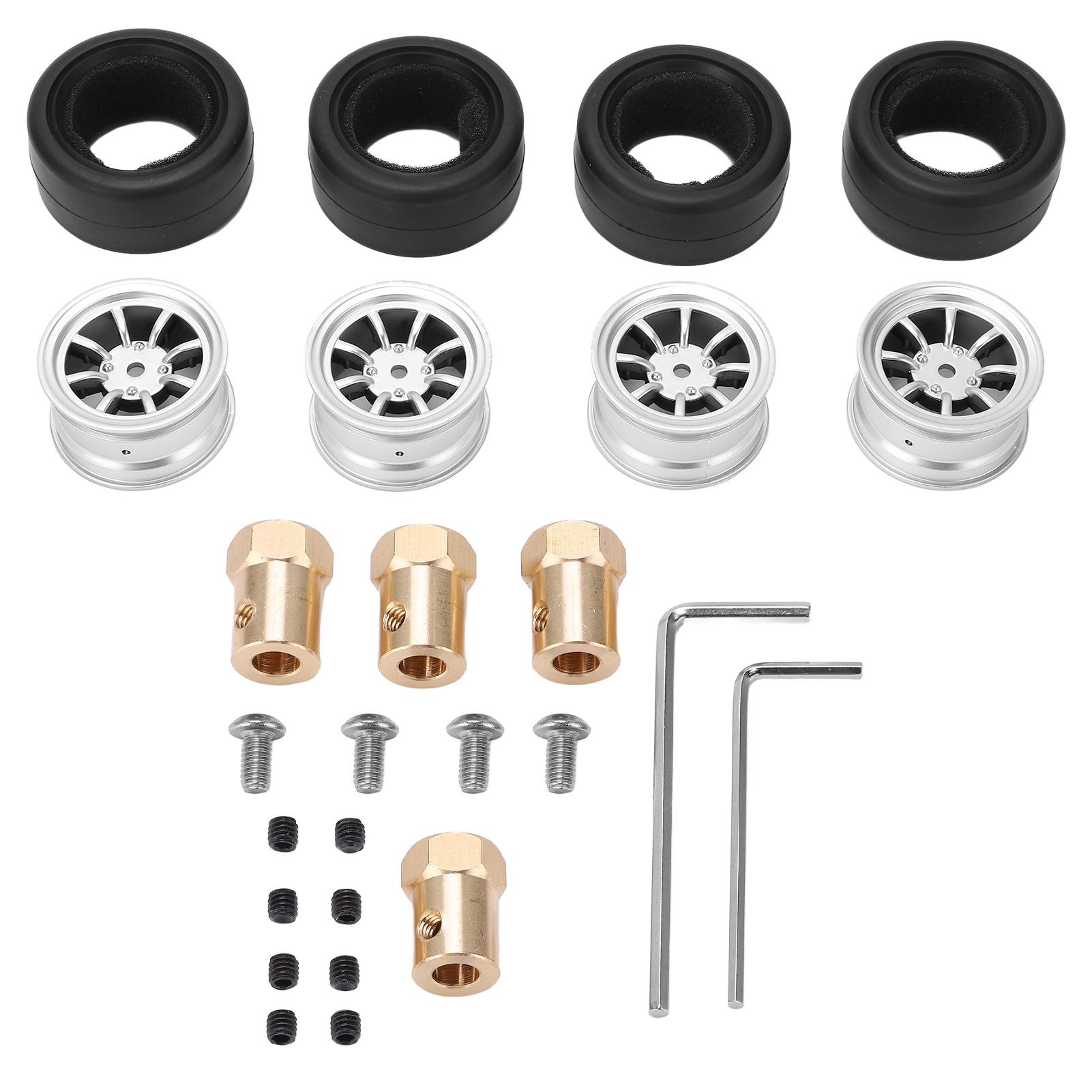 

4Pcs Rubber Tire Wheel Hub 12mm Brass Combiner Set RC Car Upgrade Parts for WPL D12 Remote Control