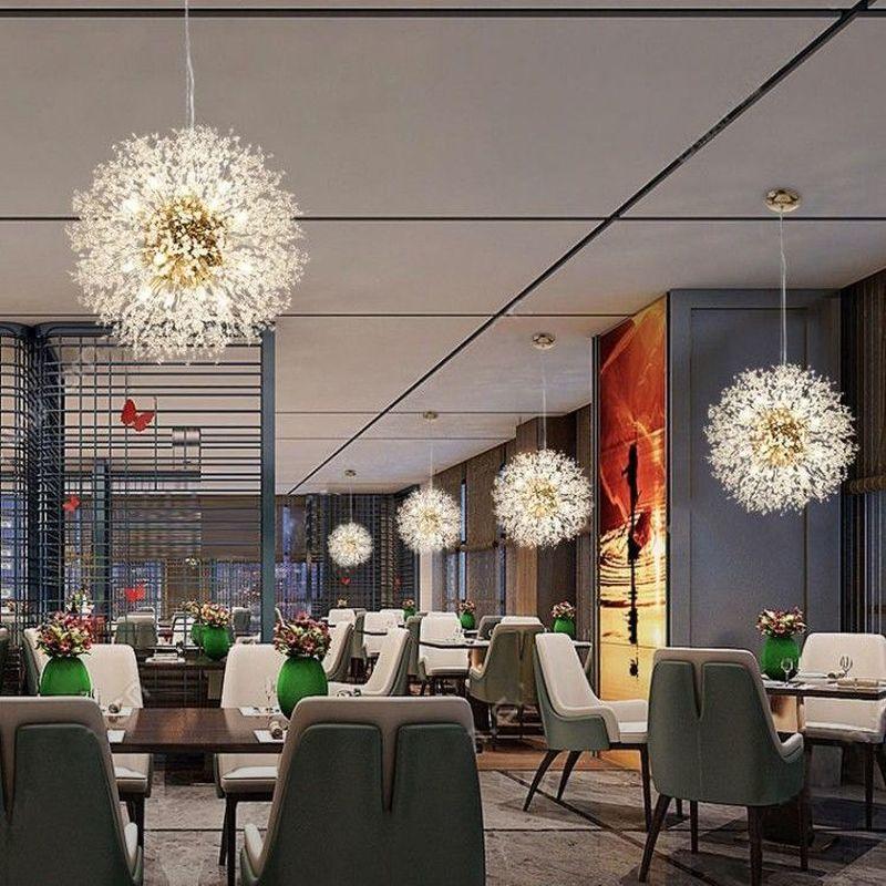 Modern Crystal Dandelion Chandelier Lighting Pendant Lamp For Living Room Dining Room Home Decoration
