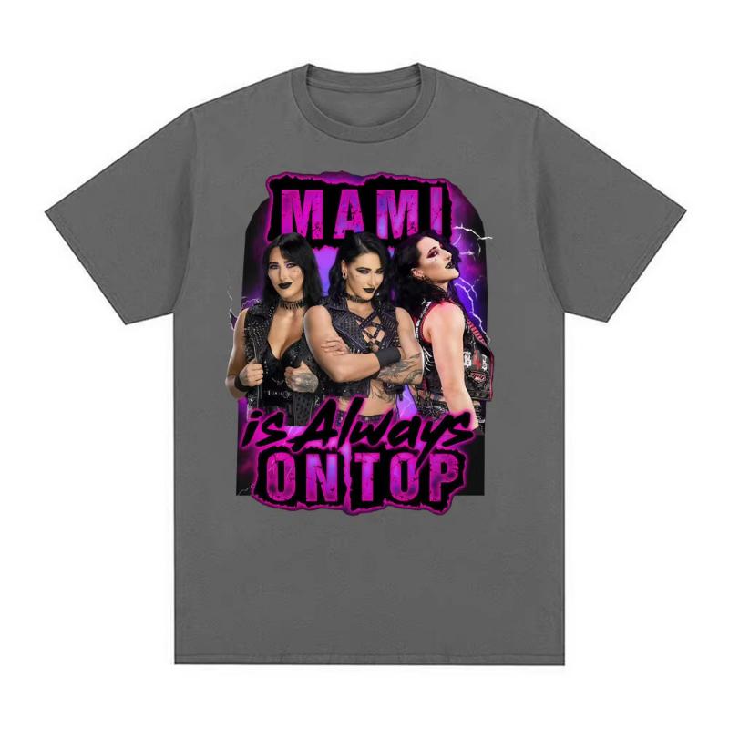 Rhea Ripley Mami Wrestling Wrestler Grafik T-Shirt Herren Damen Mode Retro Kurzarm T-Shirt Sommer Reine Baumwolle Lockeres T-Shirt