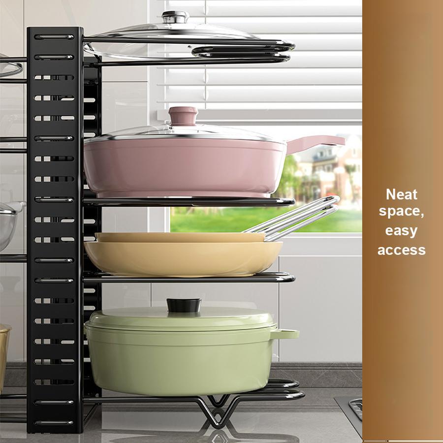 Kitchen Shelf Pot Organizer Multi-Layer Adjustable Pot Rack Storage Shelves for Under Sink Cabinet