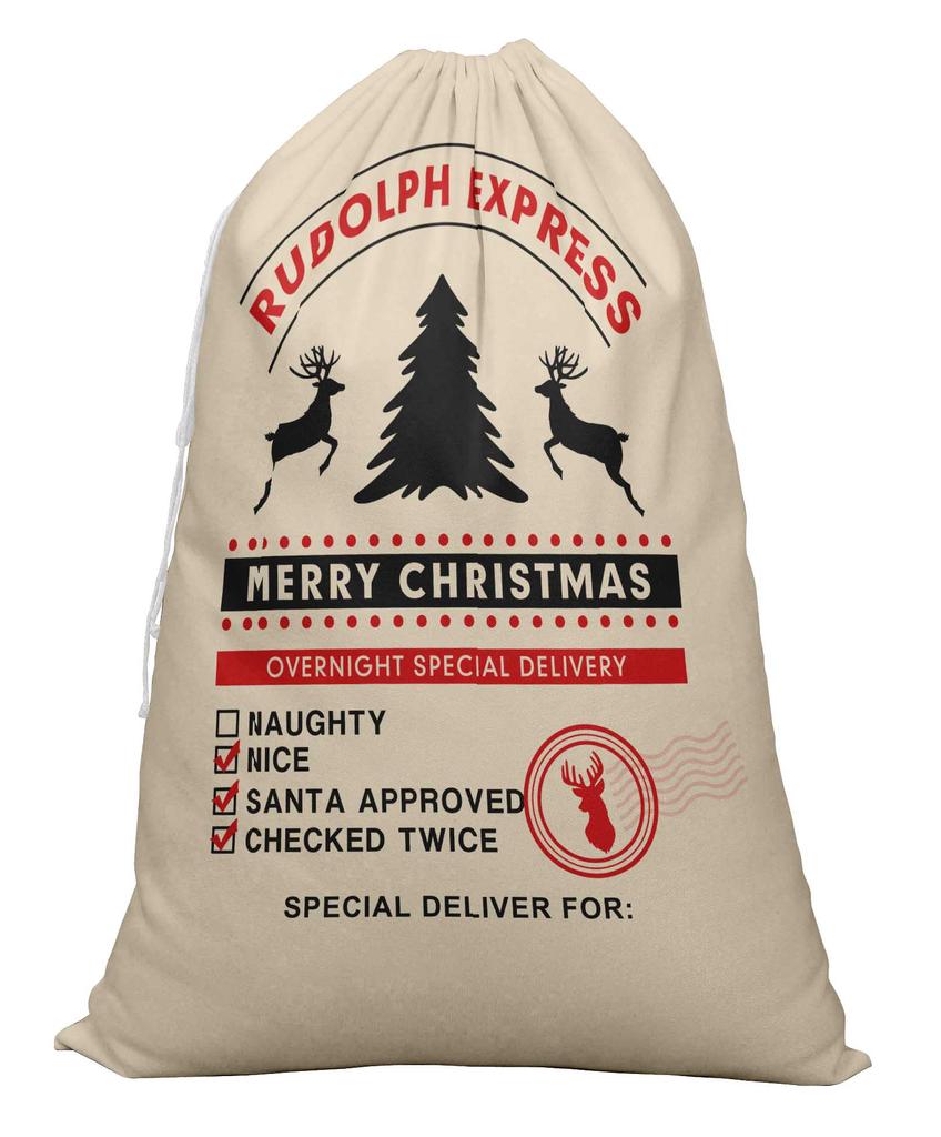 Printtoo Pack Of 2 Pcs Xmas Presents Storage Bags Large Santa Gift Sack With Drawstring Christmas Party Favor 27x20 Inch