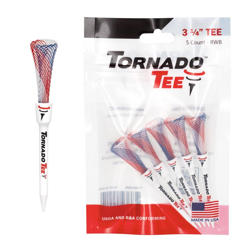 TORNADO TEE Golf Long inches 5 tees per Tees, Drive, Red/White/Blue, 3.25 (82mm), pack, TT-325