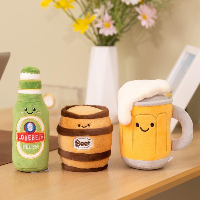 Verkauf Kreatives Lustiges Spiel Plüschtier Cartoon Bier Bierfass Bierglas Bierflasche Sammlerstück für Enthusiasten