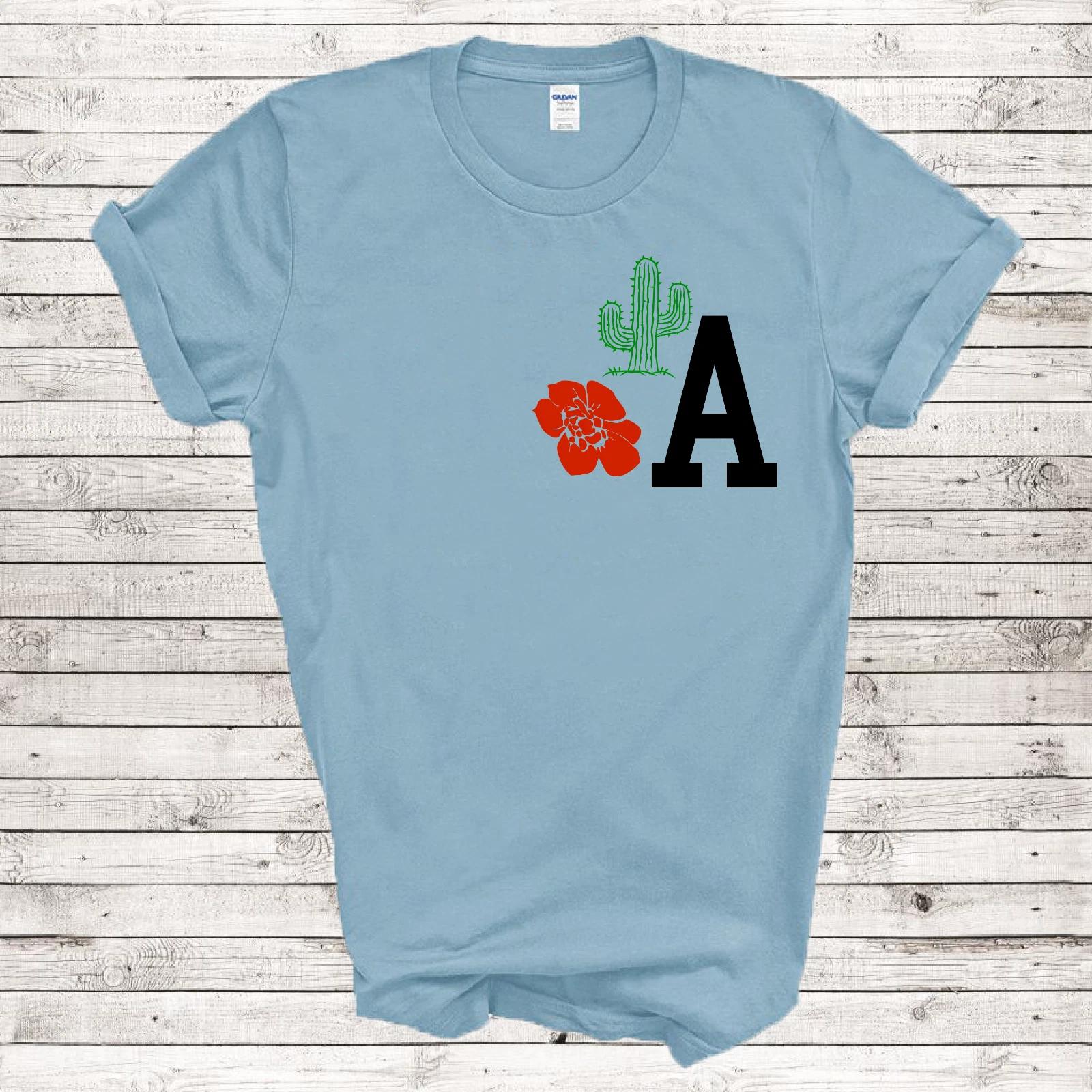 

Monogram A Names Flower Cactus Fashion 21st Century Woman Retro Gift T-Shirt 4XL