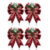 Christmas Bows with Pine Cones Pine Needles Buffalo Plaid Ribbon Bows Christmas Tree Wreath Decoration for Gift Wrapping
