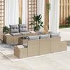 Sofa Set with Cushions Beige Poly Rattan