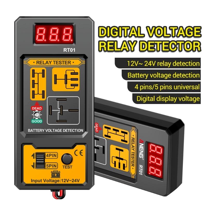 Digital Battery Voltages Tester Detector Relays Analyzers Tool for 4 Pin 5 Pin Automotive Relays Insulated Silicone Design