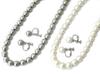 [Your and My Jewelry Box] Hanadama Pearl Necklace and Earrings Set (8.0mm White & Black, 42cm) Made In Japan [Gift Wrapped]