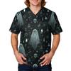 Camisa de Uniforme de Trabajo para Hombre de Manga Corta con Estampado de Halloween