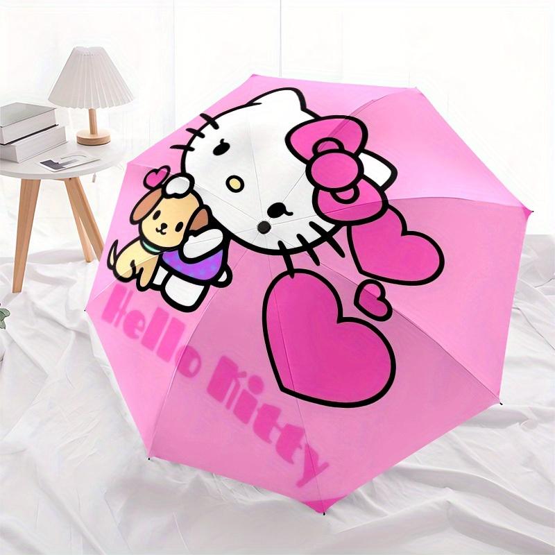 1pc Hello Kitty with Puppy Heart Umbrella with Plastic Handle,Suitable for All Seasons Home Travel Outdoor UmbrellaSanlio405
