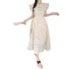 Gentle wind design sense niche French waist fairy embroidered floral dress spring and summer high-end lady dress
