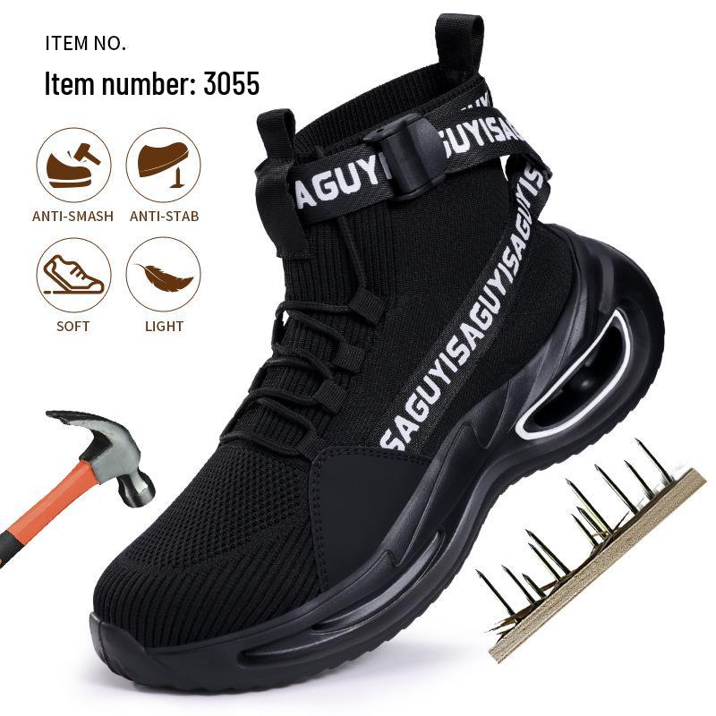 Men's Spring Steel Toe Safety Shoes - Anti-Smash & Anti-Puncture, Comfortable Fit, European Standard.