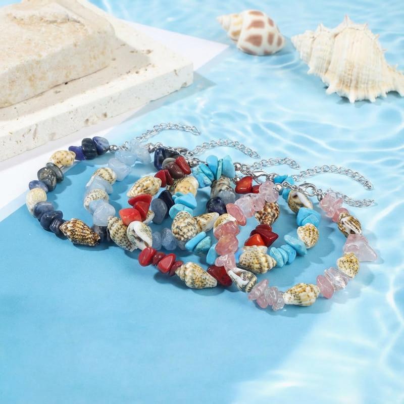 Bohemian Schelp Kralen Armbanden Voor Vrouwen Handgemaakt Onregelmatige Steen Kralen Armbanden Zomer Strand Sieraden