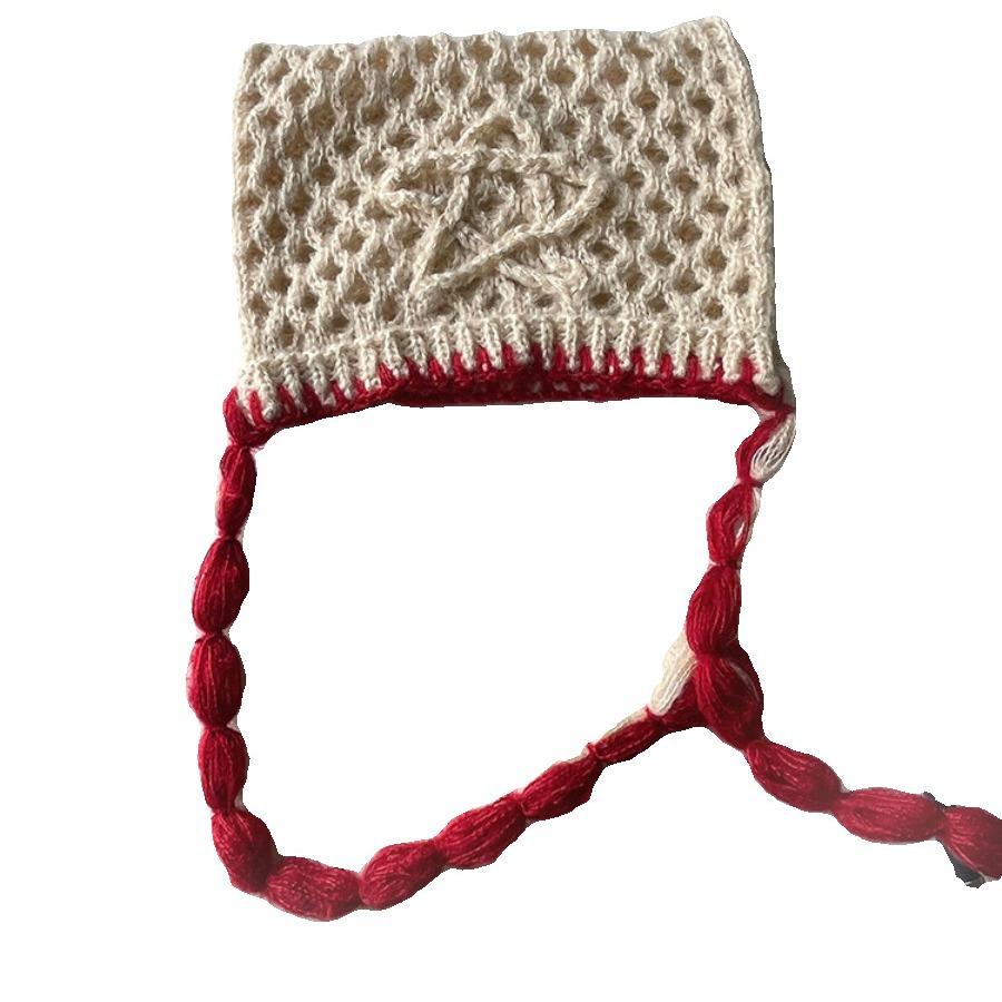 Ręcznie szydełkowana uszanka traperska z kocimi uszami