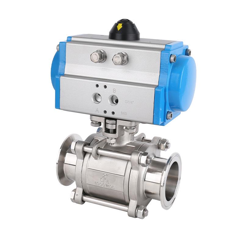 304 Stainless Steel Pneumatic Ball Valve with Quick-Connect Flange and Clamp | DN15-20
