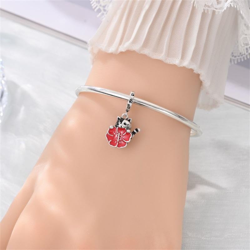 New Original Copper Red Charms Red Bird Heart Mushroom Beads Pendants Fit Bracelet Necklace Diy Jewelry Gift