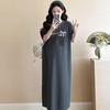 Plaque-sized Women's Short-sleeved T-shirt Skirt, Summer Long Skirt That Covers The Belly and Makes One Look Slimmer, Casual Over-the-knee Niche Dress