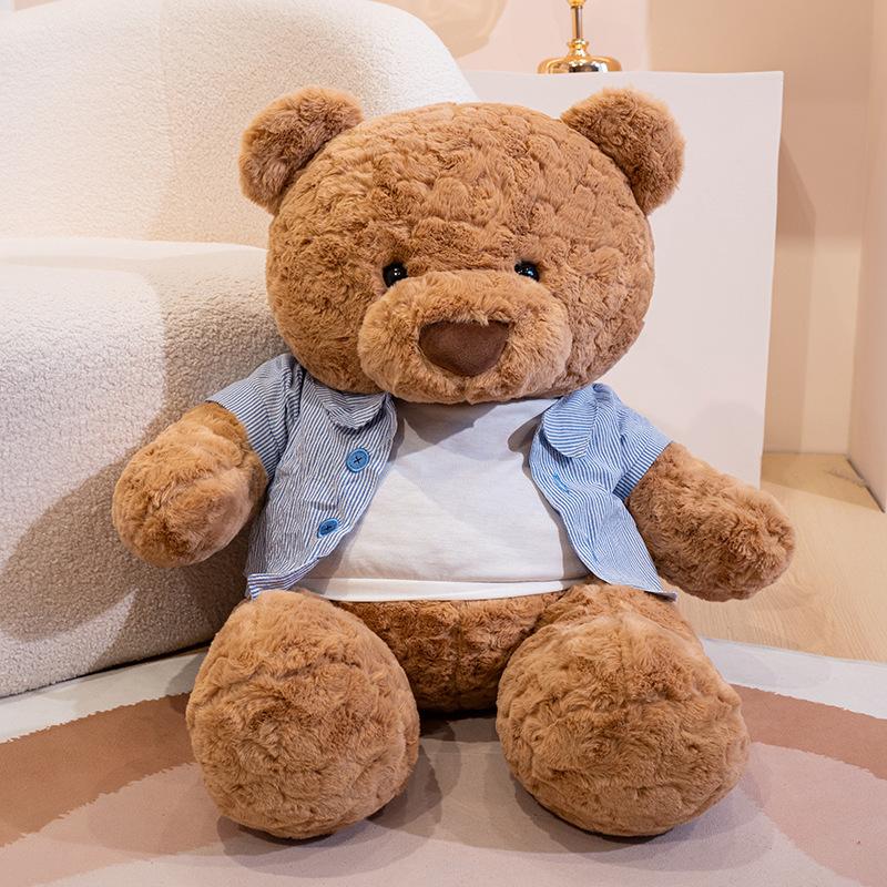 Cute Bear Plush Toys Soft Stuffed Cute Bear Wear Clothes Doll Boys Girls Appease Pillow Kids Baby Birthday Christmas Gift
