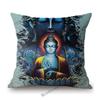 Worship Buddha Sakymuni Lotus Flower Buddism Oil Painting Southeast Asia Buddhists Decoration Pillow Case Linen Cushion Cover