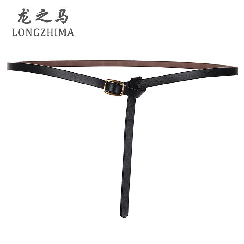 

Нове жіноче шкіряне корейське універсальне плаття з простим тонким ременем у стилі ретро з невеликою японською декоративною пряжкою з натуральної шкіри 120cm чорний