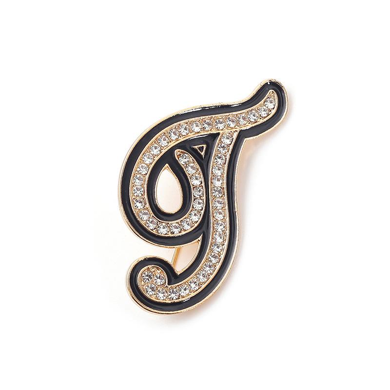 Fashion Women Rhinestone Brooch A-Z English Letter Metal Corsage Pins Crystal Alphabet Jewelry Shirt Clothes Accessories Gift